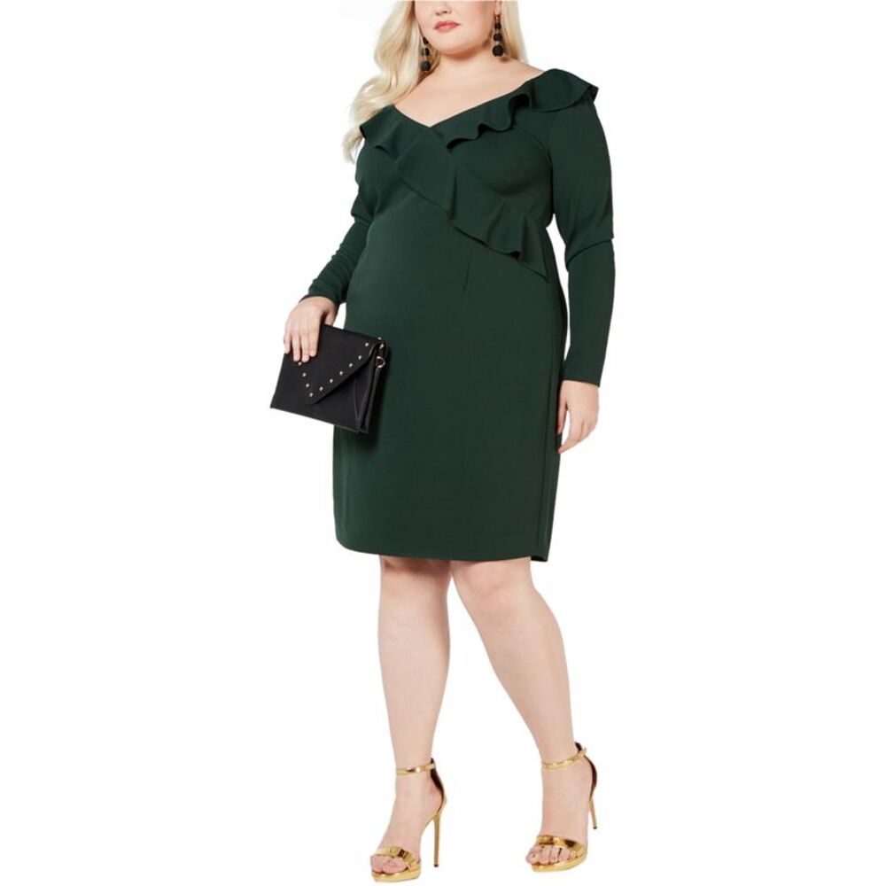 Love Squared Womens Plus Size Ruffle Trim Cocktail Dress, NWT